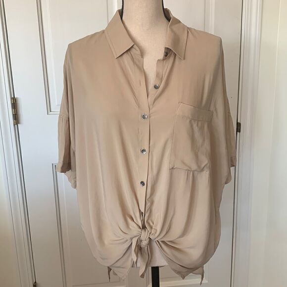 SPLENDID WOMENS TIE-FRONT BUTTON-DOWN SHIRT - Picture 2 of 12